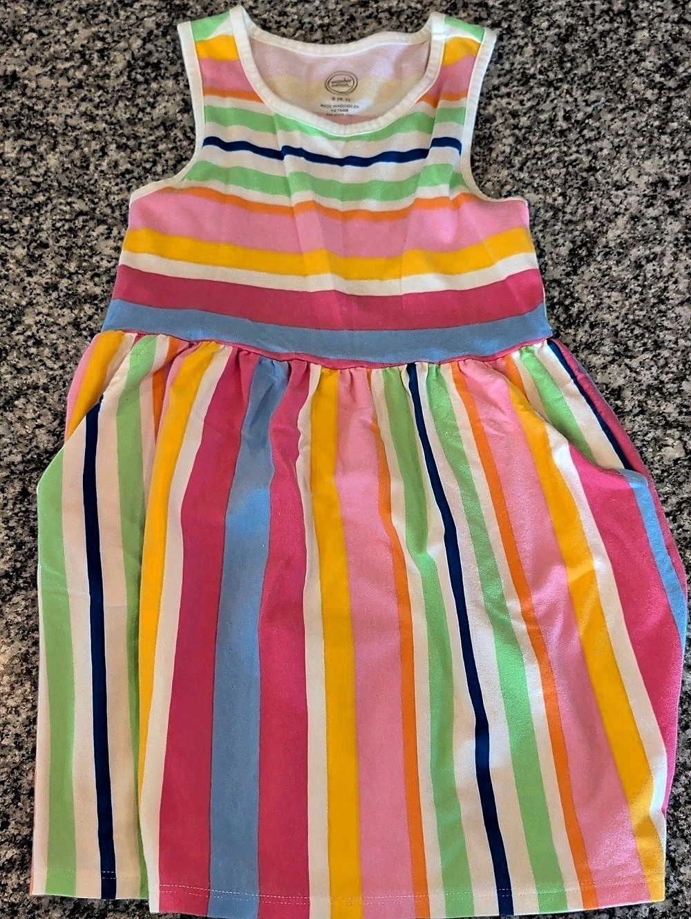 wonder nation Girls Striped Dress in Pink Size S (6-7) Like New